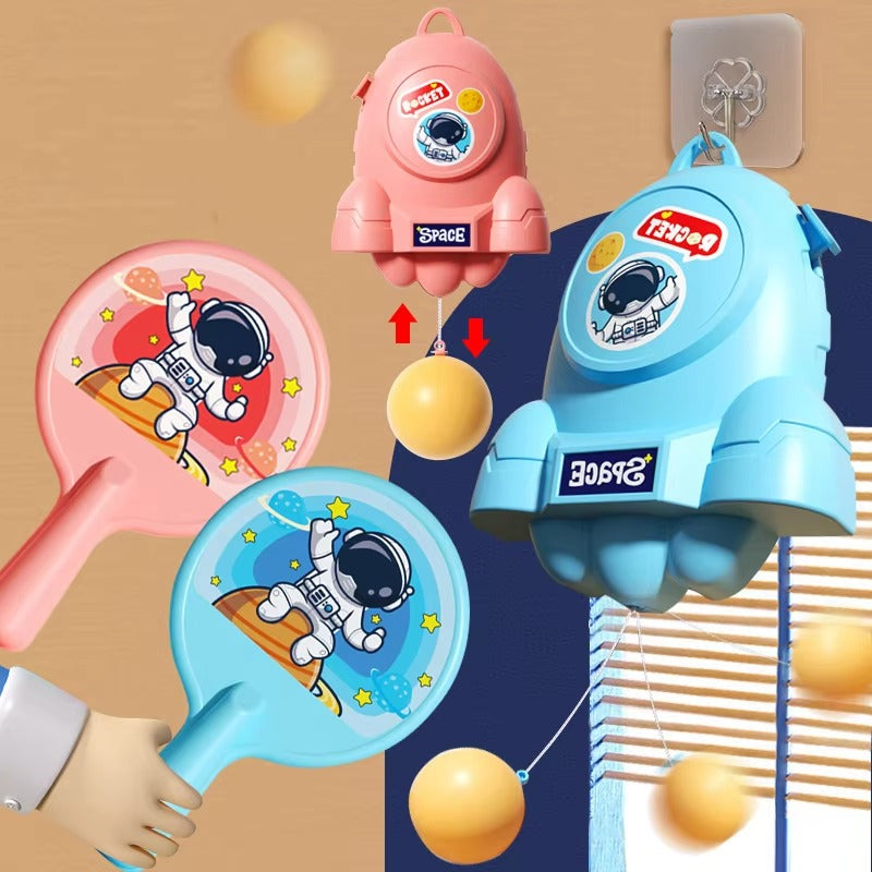 NOVA NEST Hanging Ping Pong Game Set with 2 rackets and practice ball. Fun self-training kit for kids and adults, perfect for parent-child interaction. (Random color)