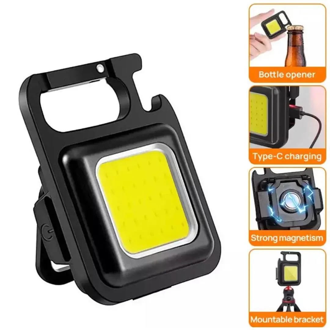 NOVA NEST COB Rechargeable Keychain Light – Mini Portable LED Flashlight With USB Charging, Bottle Opener, And Magnet For Outdoor And Emergency Use
