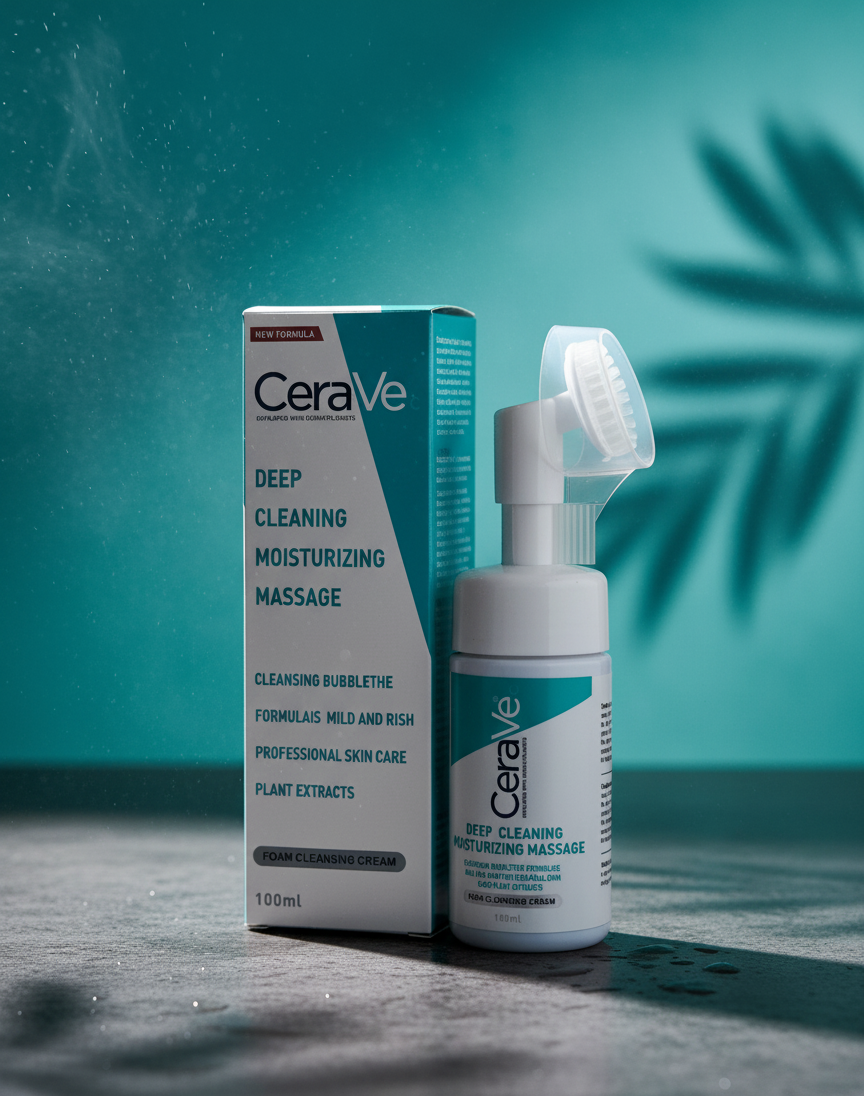 CeraVe Deep Cleaning Moisturizing Massage Foam Cleansing Cream – Gentle, Hydrating Facial Cleanser for Soft, Balanced & Fresh Skin